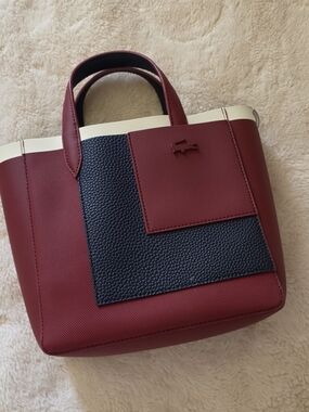 Lacoste Burgundy and Navy Textured Tote